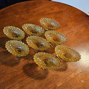 8 Vintage 1920's Depression Era Glass Salt Cellars Westmoreland Hobnail Footed